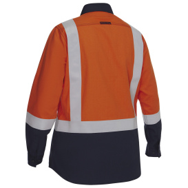 PIP 385WFRHS Bisley AR/FR Women\'s Long Sleeve Safety Shirt - Orange/Navy