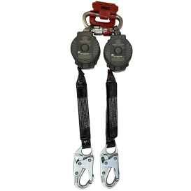 Miller TurboLite + Twin Personal Fall Limiter - G2 Twin Connector - Steel Locking Snap Hook - 6'