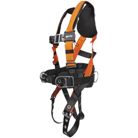 Miller T4777 Titan Contractor Full-Body Harness - Hi‑Viz Webbing - PFL/SRL Connector - Upgraded Lumbar Pad with Back and Side D‑Rings - Tongue Leg Buckles