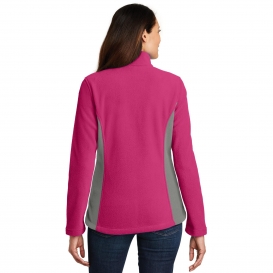 Port Authority L216 Ladies Colorblock Value Fleece Jacket - Pink Azalea/Deep Smoke