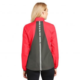 Port Authority L345 Ladies Zephyr Reflective Hit Full-Zip Jacket - Hot Coral/Grey Steel