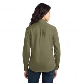 Port Authority L649 Ladies Stain-Resistant Roll Sleeve Twill Shirt - Vintage Khaki