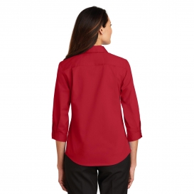 Port Authority L665 Ladies 3/4 Sleeve SuperPro Twill Shirt - Rich Red