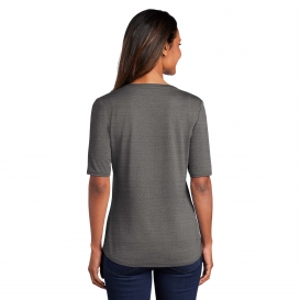 Port Authority LK583 Ladies Stretch Heather Open Neck Top - Black ...