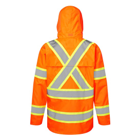 Portwest CA400 Hi-Vis X Back Contrast Tape Rain Jacket - Orange