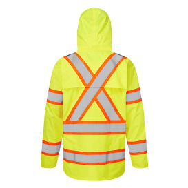 Portwest CA400 Hi-Vis X Back Contrast Tape Rain Jacket - Yellow