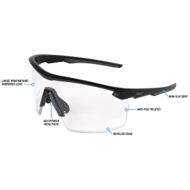 Pyramex SB11210STM Half Frame PMXSPEC Safety Glasses - Black Frame - Clear Lens