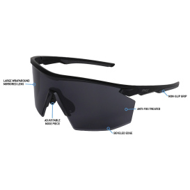 Pyramex SB11225STM Half Frame PMXSPEC Safety Glasses - Black Frame - Gray Lens