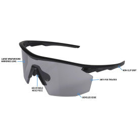 Pyramex SB11225STM Half Frame PMXSPEC Safety Glasses - Black Frame - Light Gray Lens