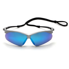 Pyramex SS6365SP PMXTREME Safety Glasses - Silver Frames - Ice Blue Mirror Lens