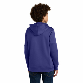 Sport-Tek YST255 Youth Sport-Wick Fleece United Pullover Hoodie - Purple/White