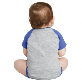 Rabbit Skins RS4430 Infant Baseball Fine Jersey Bodysuit - Vintage Heather/Vintage Royal