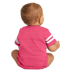 Rabbit Skins RS4437 Infant Football Fine Jersey Bodysuit - Vintage Hot Pink/Blended White