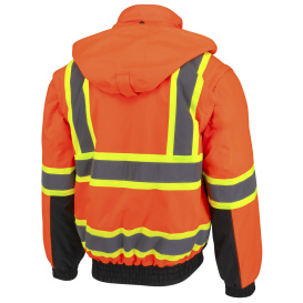 Radians SJ511B-3ZOS Type R Class 3 Black Bottom Hooded Bomber - Hi-Viz Orange