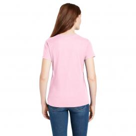 Hanes S04V Ladies Nano-T Cotton V-Neck T-Shirt - Pale Pink