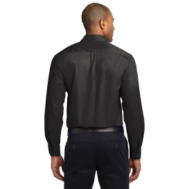Port Authority S608ES Extended Size Long Sleeve Easy Care Shirt - Black/Light Stone
