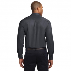 Port Authority S608ES Extended Size Long Sleeve Easy Care Shirt - Classic Navy/Light Stone