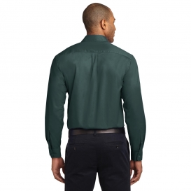 Port Authority S608ES Extended Size Long Sleeve Easy Care Shirt - Dark Green/Navy