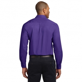 Port Authority S608ES Extended Size Long Sleeve Easy Care Shirt - Purple/Light Stone