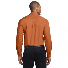 Port Authority S608ES Extended Size Long Sleeve Easy Care Shirt - Texas Orange/Light Stone