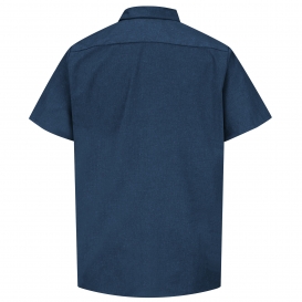 Red Kap SH20 Men\'s Heathered Poplin Uniform Shirt - Short Sleeve - Navy