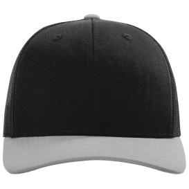 Richardson 112 Snapback Trucker Cap - Black/Black/Light Gray