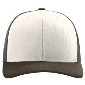 Richardson 112 Snapback Trucker Cap - Cream/Grey Brown/Brown