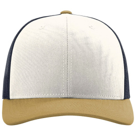 Richardson 112 Snapback Trucker Cap - Cream/Navy/Amber Gold