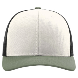 Richardson 112 Snapback Trucker Cap - Cream/Black/Loden