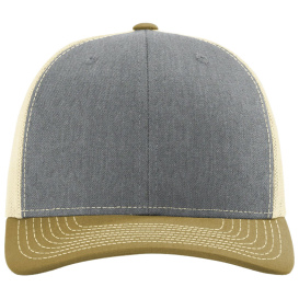 Richardson 112 Snapback Trucker Cap - Heather Gray/Birch/Amber Gold