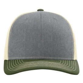 Richardson 112 Snapback Trucker Cap - Heather Grey/Birch/Army Olive
