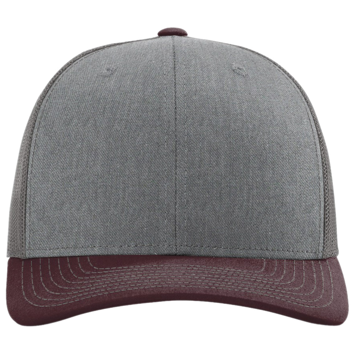 Richardson 112 Snapback Trucker Cap - Heather Grey/Charcoal/Maroon