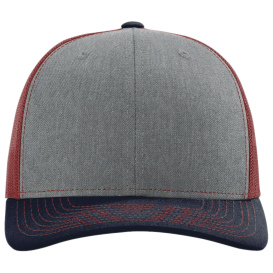 Richardson 112 Snapback Trucker Cap - Heather Grey/Cardinal/Navy