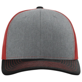 Richardson 112 Snapback Trucker Cap - Heather Grey/Red/Black