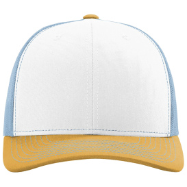 Richardson 112 Snapback Trucker Cap - White/Columbia Blue/Yellow