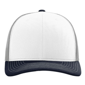 Richardson 112 Snapback Trucker Cap - White/Aluminum/Navy
