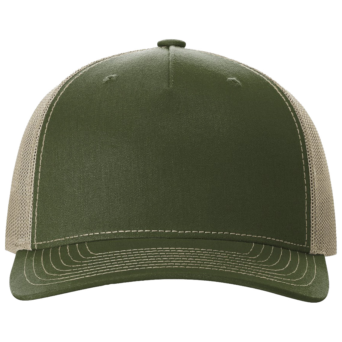 Richardson 112FP Snapback Trucker Cap - Army Olive Green/Tan