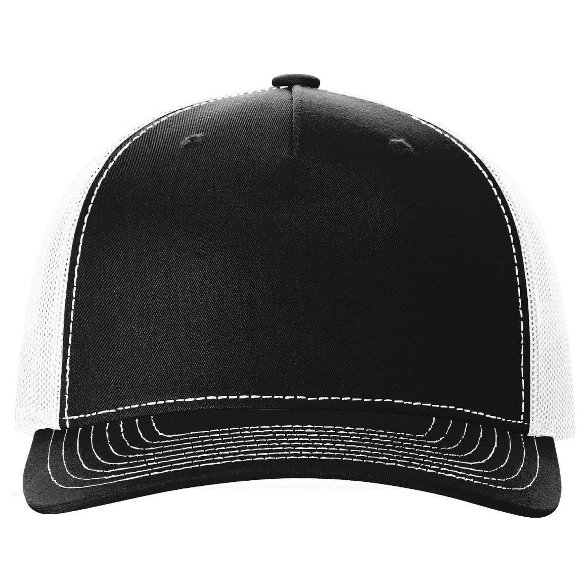 Richardson 112FP Snapback Trucker Cap - Black/White