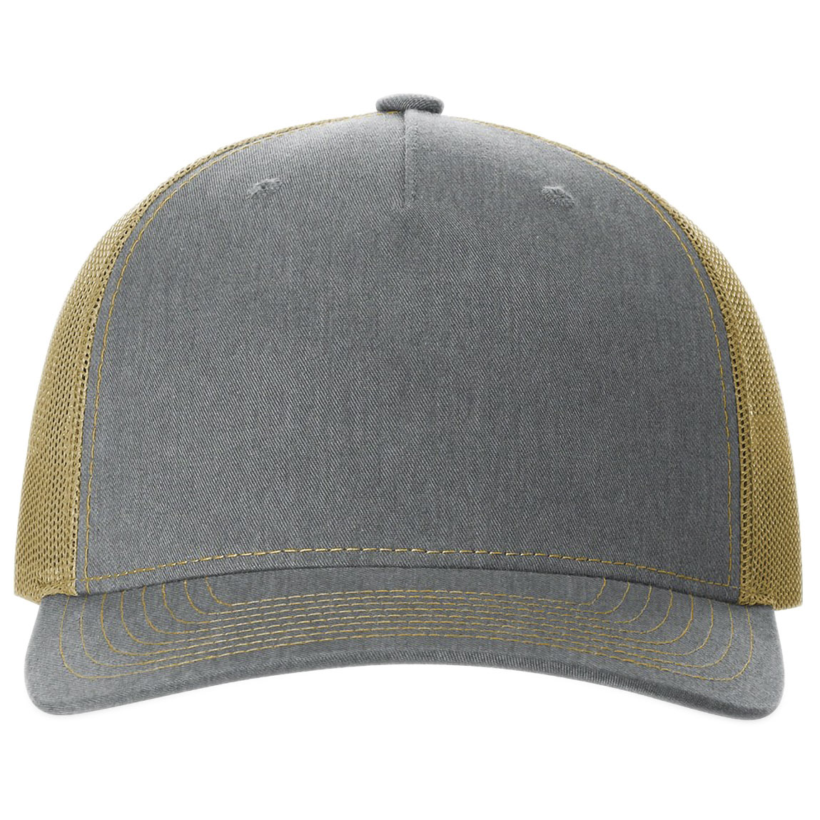 Richardson 112FP Five-Panel Trucker Cap - Heather Grey/Amber Gold