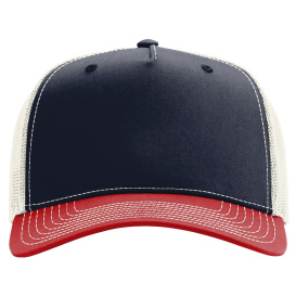 Richardson 112FPC Five-Panel Champ Trucker Cap - Navy/Birch/Red