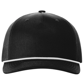 Richardson 112FPR Five Panel Trucker Rope Cap - Black/White