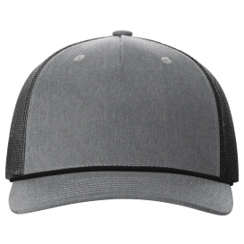 Richardson 112FPR Five Panel Trucker Rope Cap - Heather Grey/Black