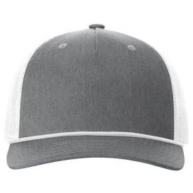 Richardson 112FPR Five Panel Trucker Rope Cap - Heather Grey/White