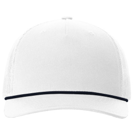 Richardson 112FPR Five Panel Trucker Rope Cap - White/Navy