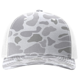 Richardson 112PFP Five Panel Printed Trucker Cap - Blizzard Duck Camo/White