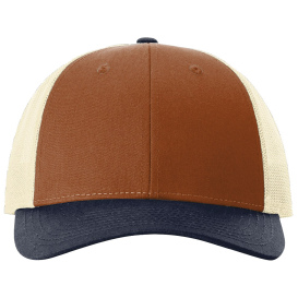 Richardson 115 Low Pro Trucker Cap - Dark Orange/Birch/Patriot Blue