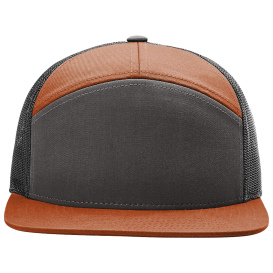 Richardson 168 Seven-Panel Trucker Cap - Charcoal/Burnt Orange/Black