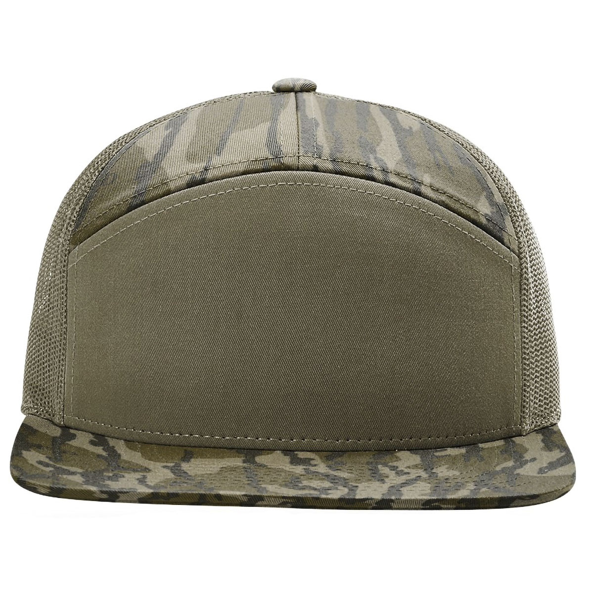 Richardson 168P Printed 7-Panel Trucker Cap - Mossy Oak Bottomland/Loden