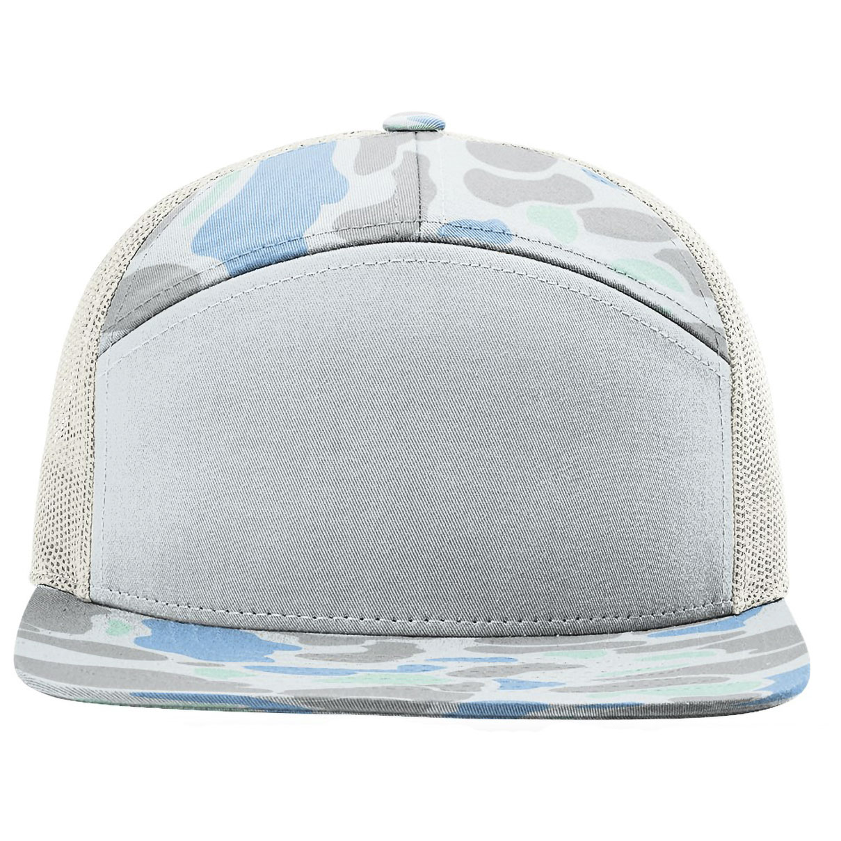 Richardson 168P Printed 7-Panel Trucker Cap - Saltwater Duck Camo/Ice Grey