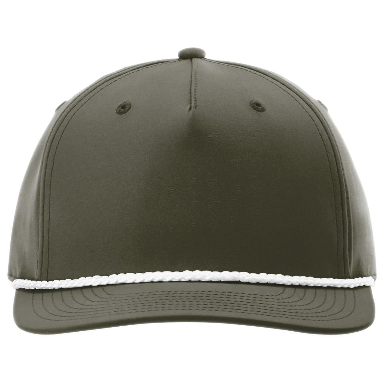 Richardson 258 Five Panel Classic Rope Cap - Dark Olive Green/White